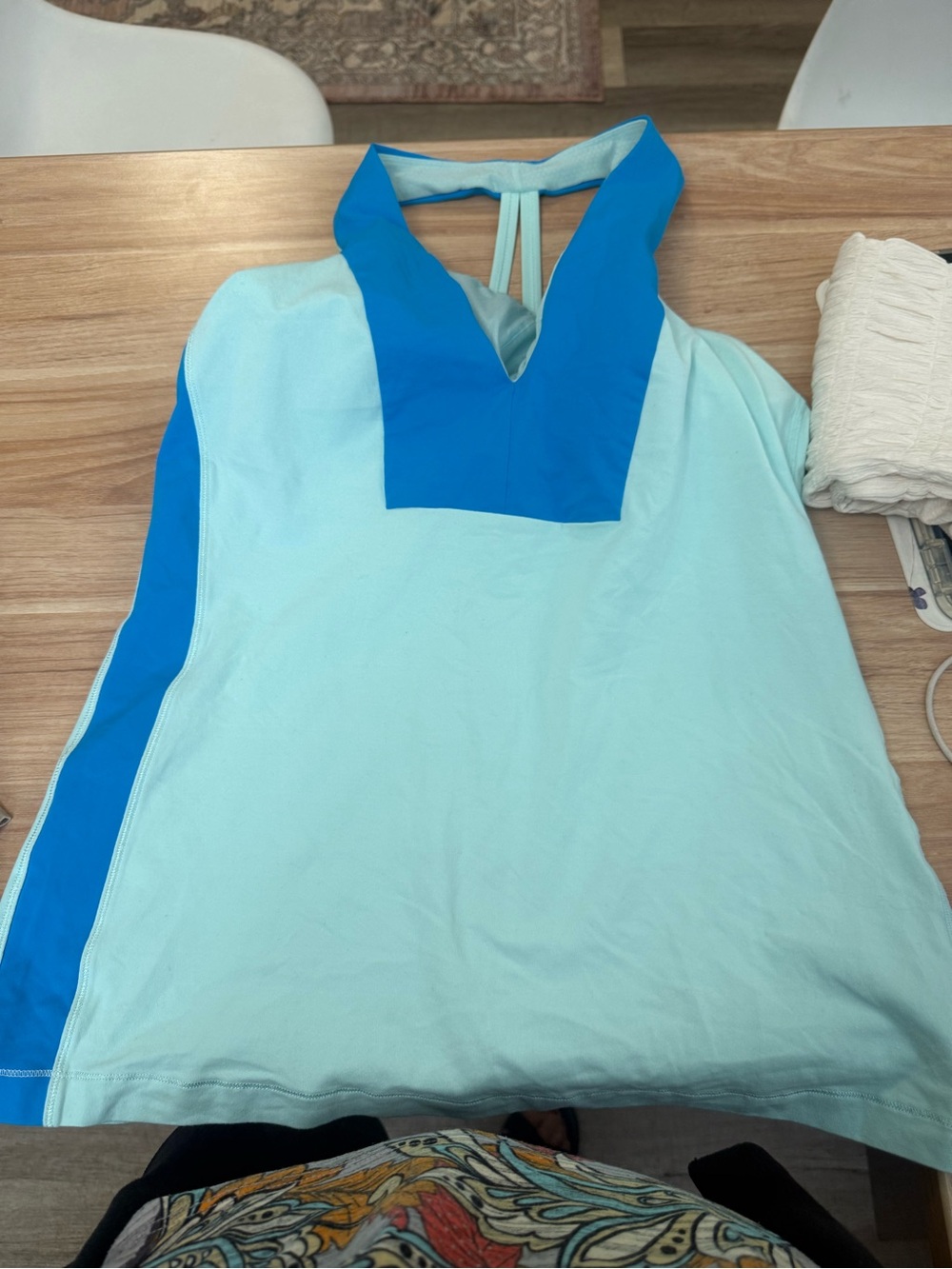 lululemon athletica Light Blue and Blue Halter Tank Top